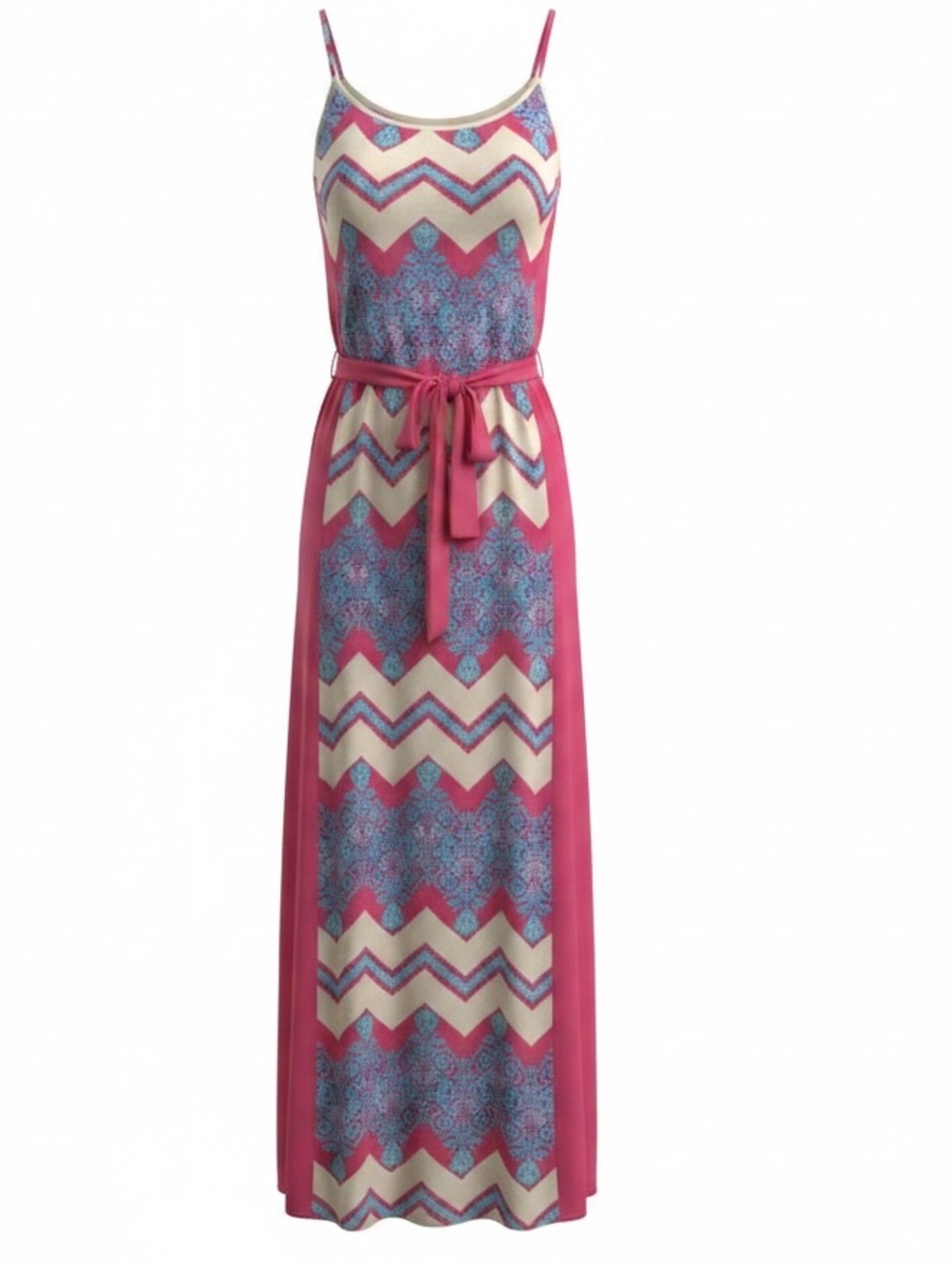 Franchesca's Size L Pink & Blue Sleeveless Maxi Dress EUC